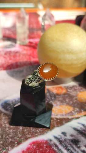 انگشتر مردانه نقره با نگین عقیق پرتقالی